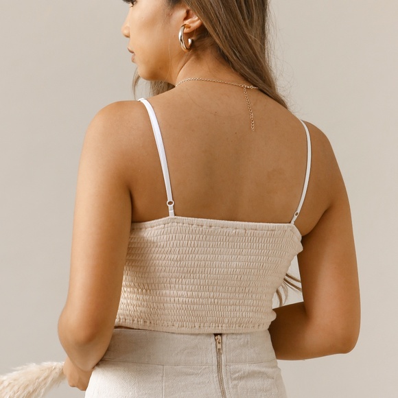 Lace Crochet White Beige Crop Tank Top - Picture 2 of 4